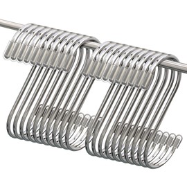 Myfolrena 20 Pack S Hooks for Hanging, 3.4 Inch Metal S Shaped Hook Heavy Duty Hanging Hooks for Pots, Pans, Plants, Bags, Cups, Clothes (Silver)