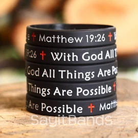SayitBands 20 with God All Things are Possible Silicone Wristband Bracelets Matthew 19:26