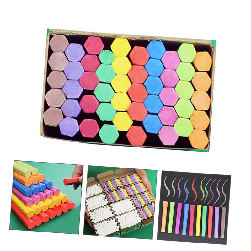 jojofuny 3 Boxes Dust Colorful Hexagonal Chalks for Art Projects