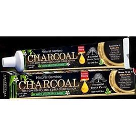 Natural Bamboo Activated Charcoal Essential Toothpaste (100% Fluoride Free) (6 Tubes)