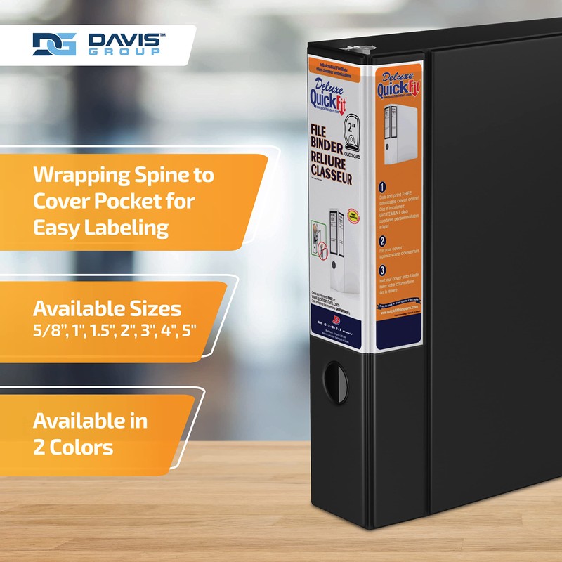 QUICKFIT 2-Inch Heavy-Duty Binder, Double-Hinged, D-Ring, Finger-Hole, Black (28031)