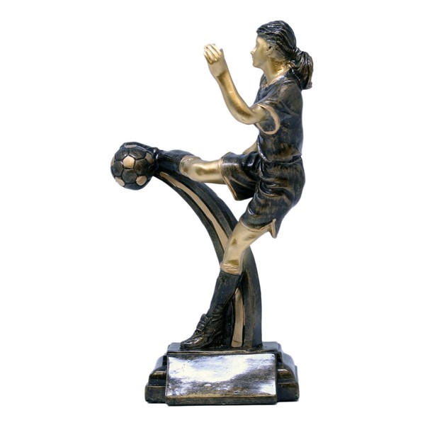 Decade Awards Soccer Kick Trophy, Female - Female Futbol Award - 9.5 Inch Tall - Customize Now