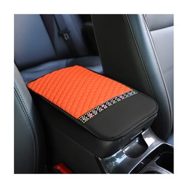Bling Leather Car Center Console Cover, Car Center Console Protector With Glossy Crystal Rhinestone, Universal Waterproof Car Armrest Seat Box Cover For Most Car, Vehicles, SUVs, Trucks (Orange)