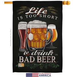 Drink Bad Beer House Flag Dowel Set Beverages Happy Hour Game Pong Party Ale Lager Craft Small Decorative Gift Yard Banner Made In USA 28 X 40