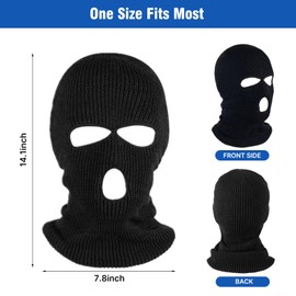 3 Hole Winter Knitted Mask, Outdoor Sports Full Face Cover Ski Mask Warm Knit Balaclava for Adult, Red, One Size