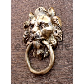eSplanade - 7.5" Brass Lion Face Door Knocker | Home Decor | Door Decor