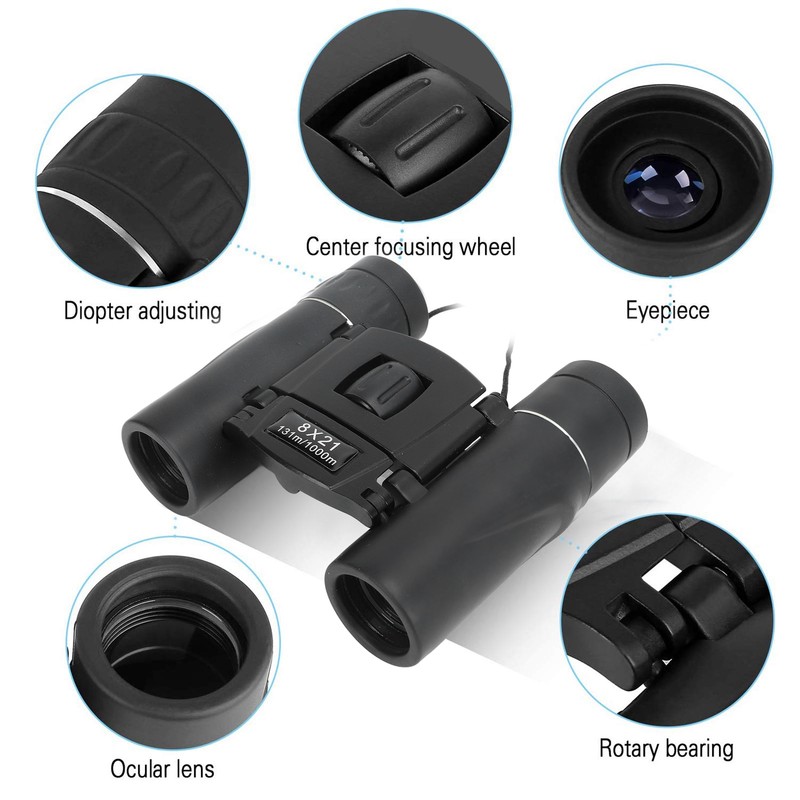 8x21 Binoculars 131m/1000m Compact Lightweight Mini Binoculars for Adults Kids