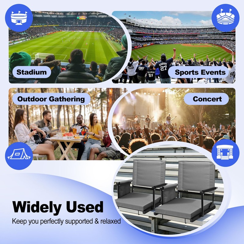 Gowintech 2 Packs Foldable Stadium Seats with 5 Adjustable Locking