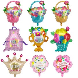 Vocoliday 9PCS Happy Mother’s Day Balloons Crown Balloons Mother's day Party Decorations for Happy Mothers Day Birthday Wedding Party Decorations