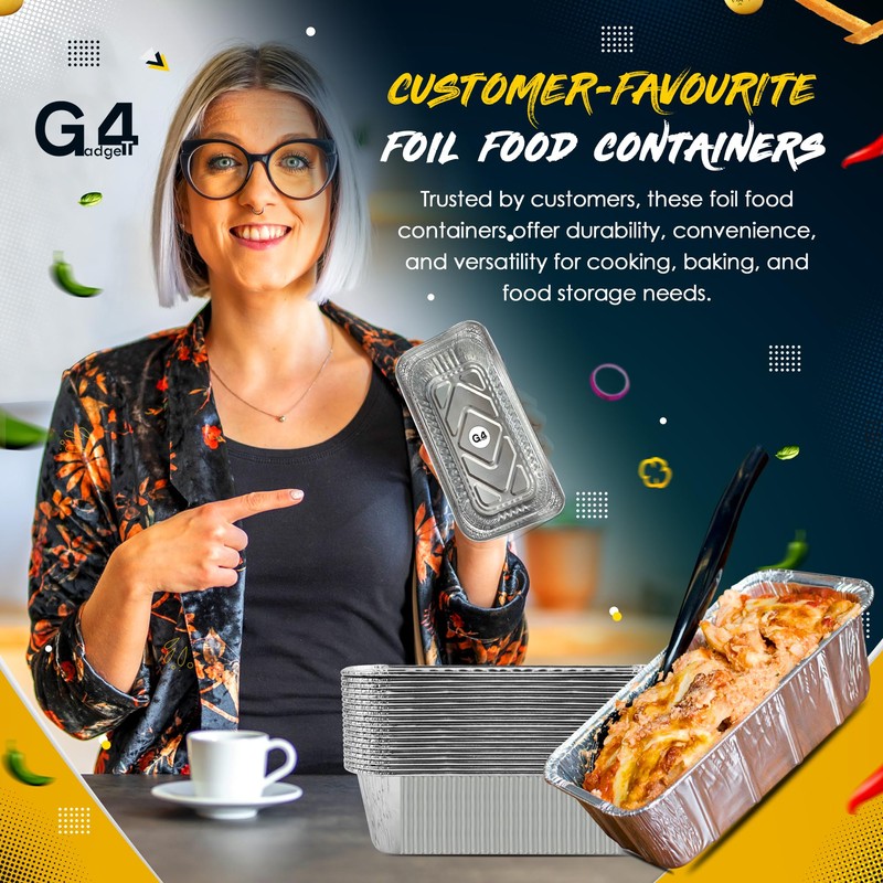 G4GADGET 15 Pack Aluminium Foil Trays, Heavy-Duty Food Containers for