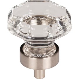 Top Knobs TK128BSN Crystal Collection 1-1/8" Clear Octagon Crystal Knob w/ Brushed Satin Nickel Base