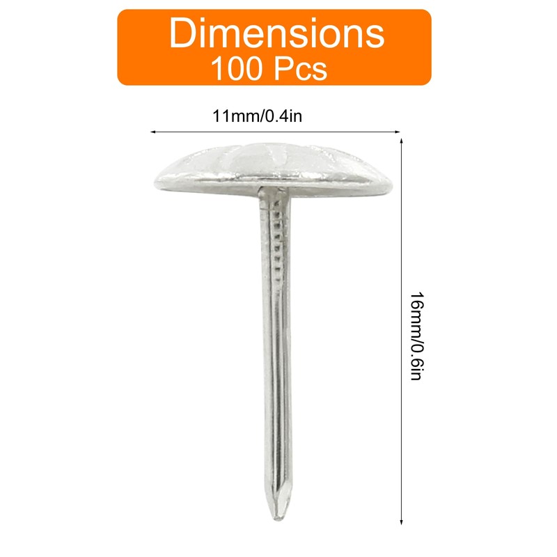 Auvotuis 100PCS Silver Upholstery Decorative Tacks, Antique Furniture DIY Nails