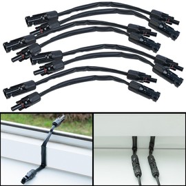 revolt MC4 Connectors: Set of 8 Flat Solar Window Feed-Through Connectors, MC4 Compatible, 35 cm (Solar Panel Cable)