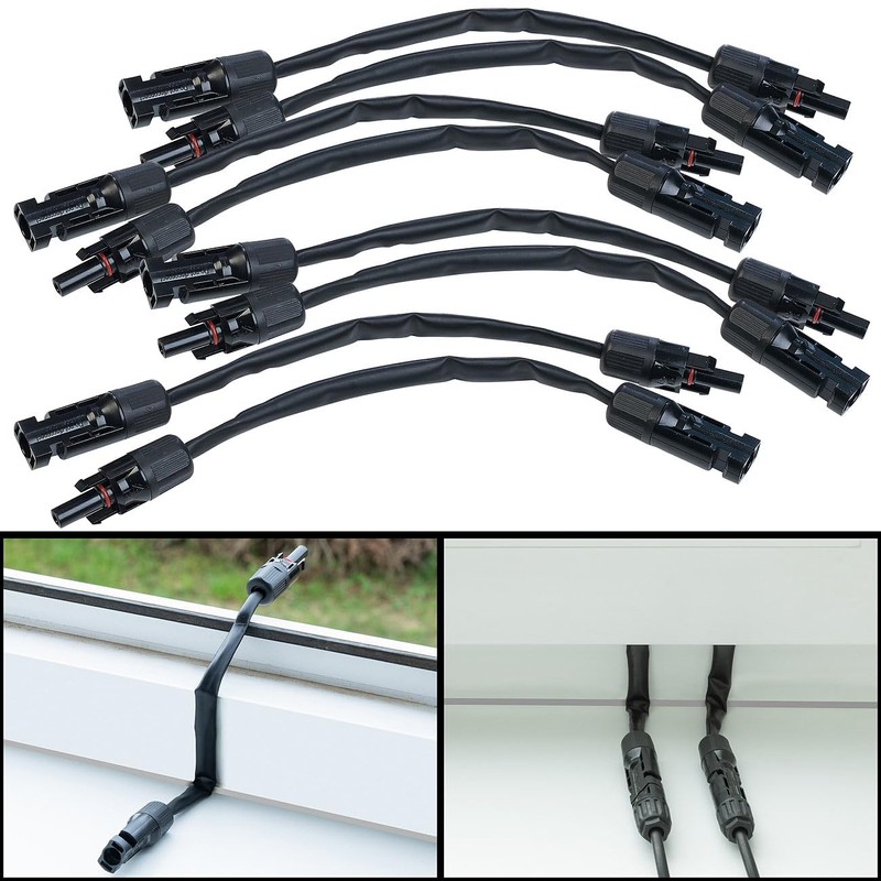 revolt MC4 Connectors: Set of 8 Flat Solar Window Feed-Through