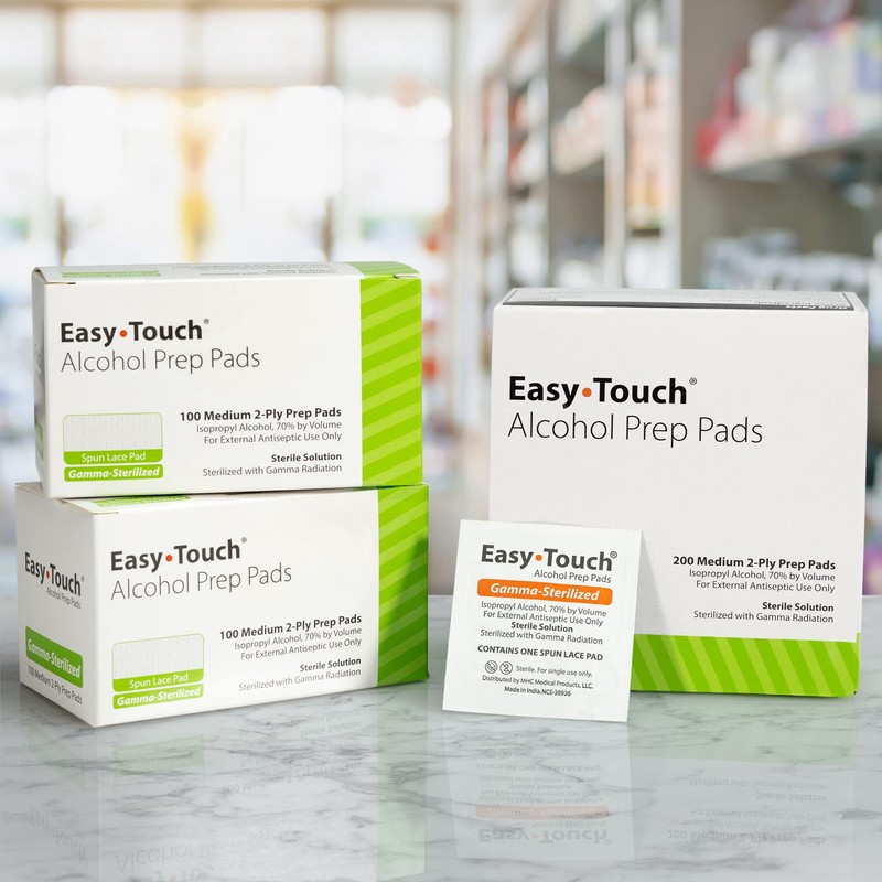 EasyTouch Gamma-Sterilized Alcohol Prep Pads, Box of 100