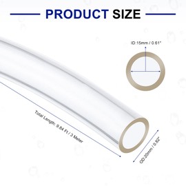 uxcell PVC Tubing, 15mm ID x 20mm OD - 10 Feet Long Clear Vinyl Water Pipe, Lightweight Plastic Flexible Water Pipe for Aquaponics, Air Hose, Irrigation