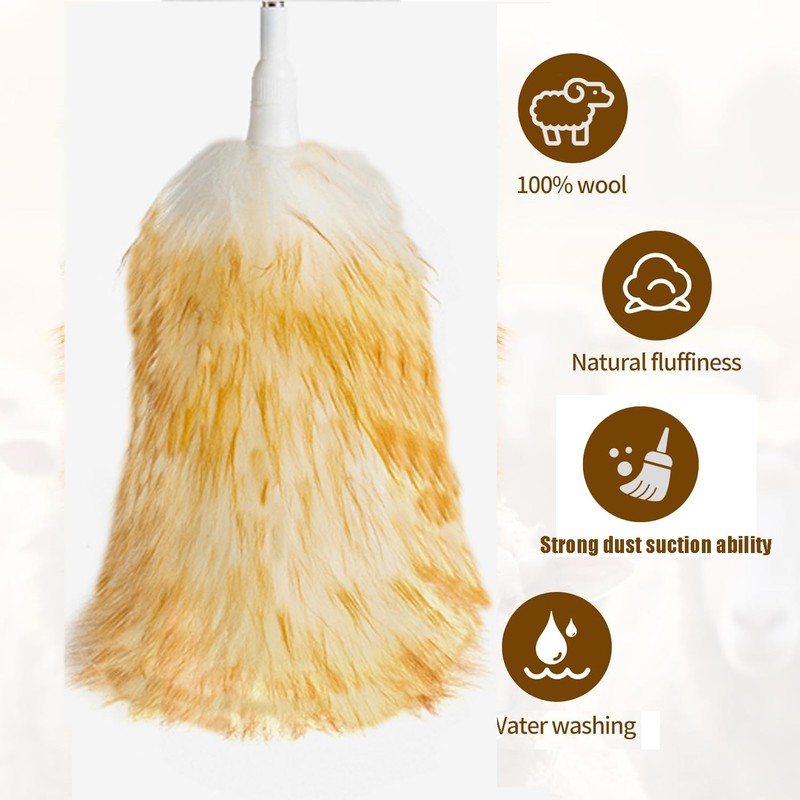Leories Lambswool Feather Duster with Extension Pole up to 85inch,Extendable