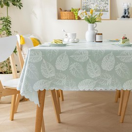 meioro Polyester Table Cloth Wipe Clean Tablecloth, 140x240cm Rectangle Water Resistant Tablecloths, Waterproof Decorative Leaf Table Cover Protector for Home Picnic Party Outdoor Decorations