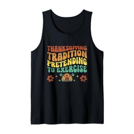 Funny Running Turkey Trot Squad Thanksgiving Fall Saying Tank Top