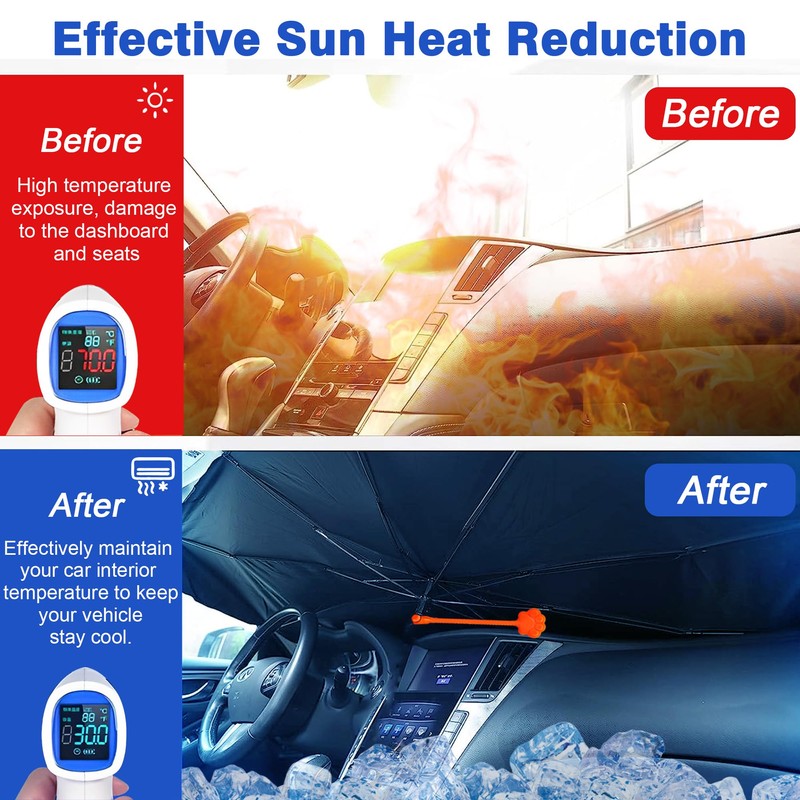 UOER Car Windshield Sun Shade Umbrella, Black Eyes Windshield Sunshades