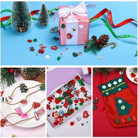 500 Pieces Christmas Embellishments Mix Wood Buttons Pom Pom Ball Wiggle Eyes Ornaments Assorted Styles for DIY Craft Sewing Decoration Accessories
