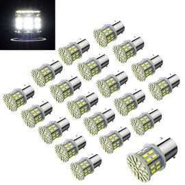 Efoxcity 12V 1156 20 Pcs Bright 1156 1141 1003 50-SMD White LED Bulbs for Car Rear Turn Signal Lights Interior RV Camper