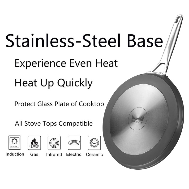 MsMk 11 inch Nonstick Crepe Pan, Titanium and Ceramic Nonstic