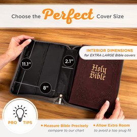 Christian Art Gifts Classic Vegan Leather Bible Cover for Men: Be Strong & Courageous - Inspirational Bible Verse, Sturdy Easy Carry Book Case w/Pen Loops, Gray, XL