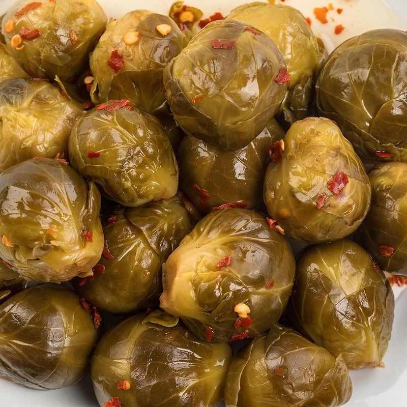 Amish Wedding Hot Pickled Brussel Sprouts, Two 16 oz Glass