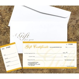 IMPACTONLINEPRINTING Custom Gift Certificates For Business - Add Your Store Name and Address, Comes with Free matching Envelopes and Sequential Numbering Printing (NJ67SB)