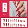 24Pcs Christmas Press on Nails Almond Medium Acrylic Nails Gold