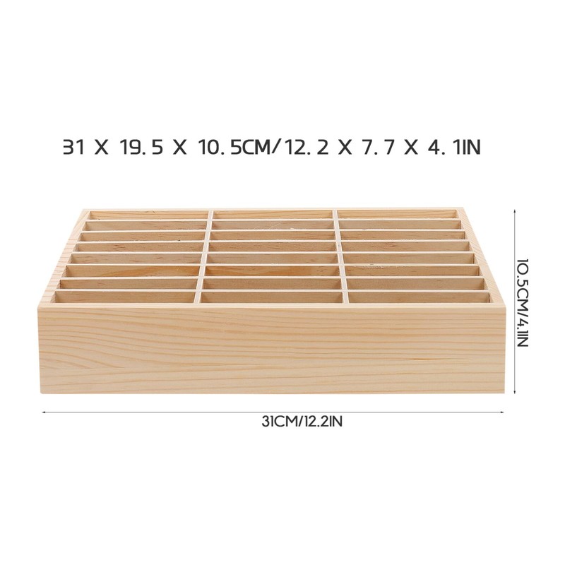 Operitacx 24-Grid Cell Phones Storage Box, Wooden Cell Phone Holder