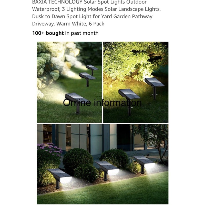 BAXIA TECHNOLOGY Solar Spot Lights Outdoor Waterproof (6 pack)