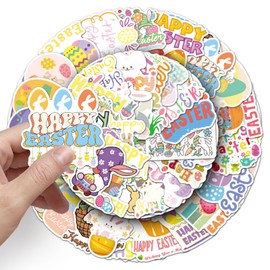 50PCS Easter Bunny Stickers with Adhesive Back, Easter Gifts Stickers, Envelope Labels, Egg, Carrot, Bunny, Flowers Design for Kids, Party Decorations, Scrapbooking, Journaling