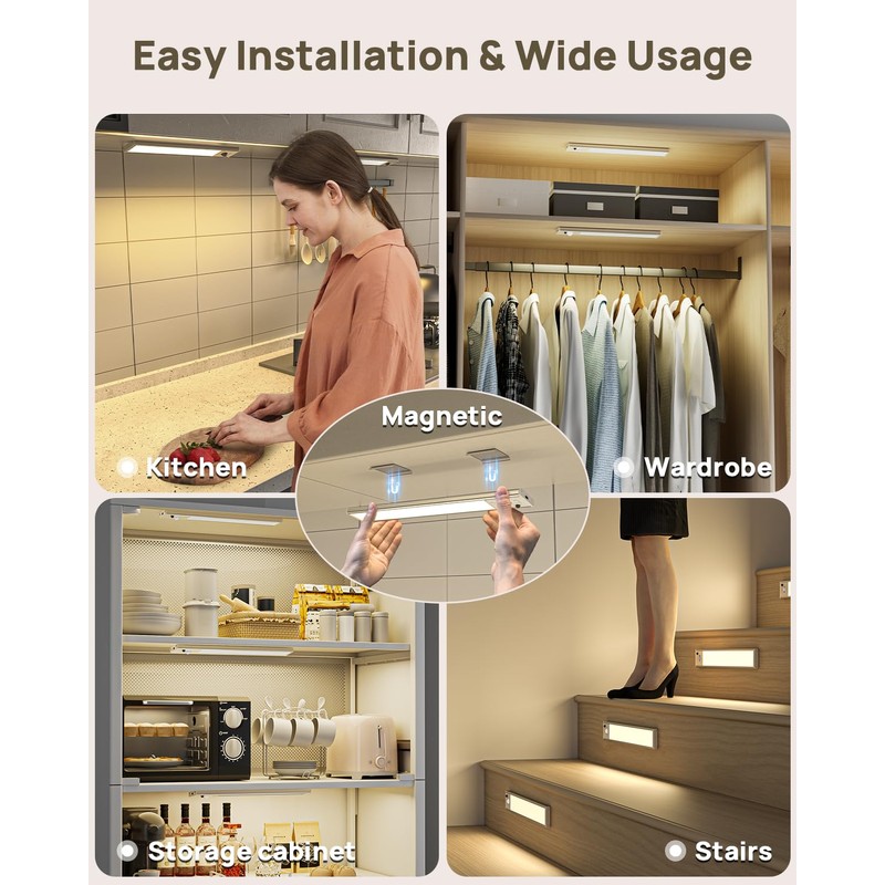 Under Cabinet Lights with Remote Control, USB Rechargeable Battery 180