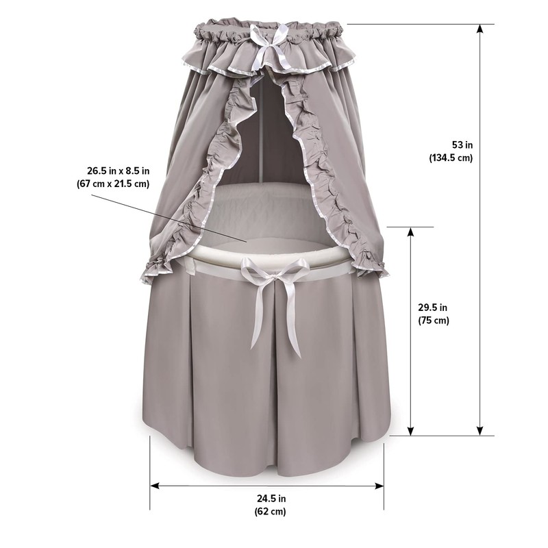 Badger Basket Empress Canopy Bassinet - Round Rocking Baby Cradle