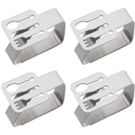 Alnicov 4pcs Stainless Steel Thickened Strong Cloth Clips Tablecloth Clamp Holder Table Cover Clamps for Outdoor and Indoor(Cutlery)