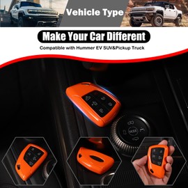 for Hummer EV Accessories Key Fob Cover Key Fob Cover Case Shell Compatible with Hummer EV SUV Pickup Truck 2022-2024 2025+ Key Fob Case Protector Smart Key Case (Orange Color)