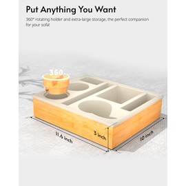 Couch Cup Holder Tray - Couch Organizer Caddy, Silicone Beach Caddy with Cup Holder, Sofa and Bed Drink Holder and Couch Tray Table for Snacks Beverage Remote (Beige)