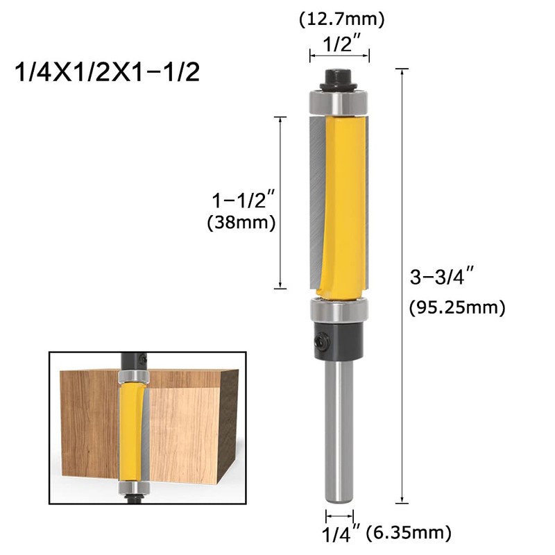 Bestgle Trimmer Bit Set Bearing Bit 2-Piece Router Bit 6.35mm