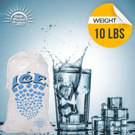 Drawstring Ice Bags/Perfect for Ice Machines, Freezers and Portable Storage (10 Lbs)