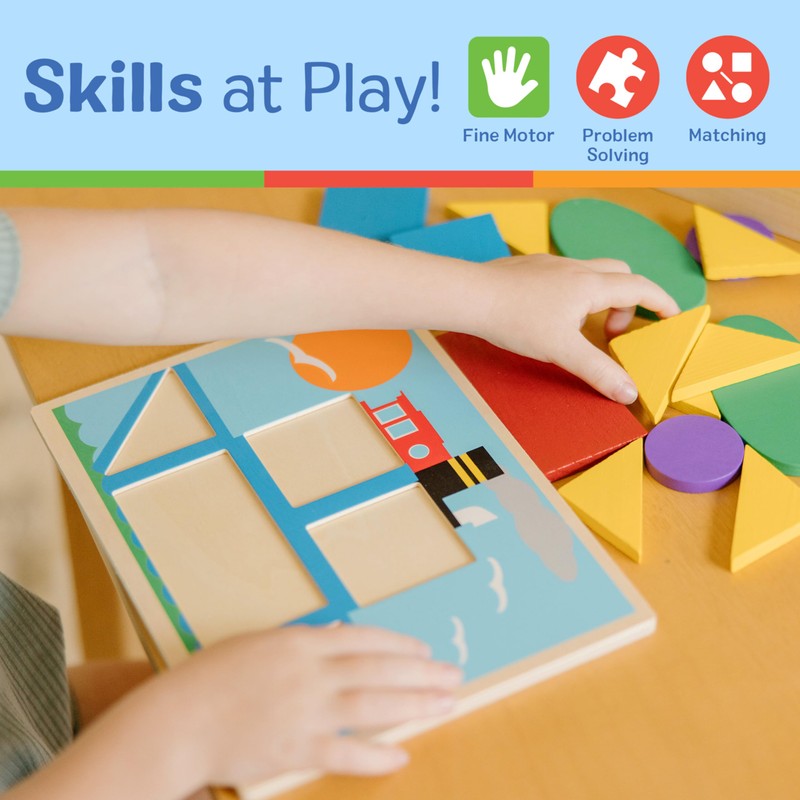 Melissa & Doug Beginner Wooden Pattern Blocks Educational Toy with