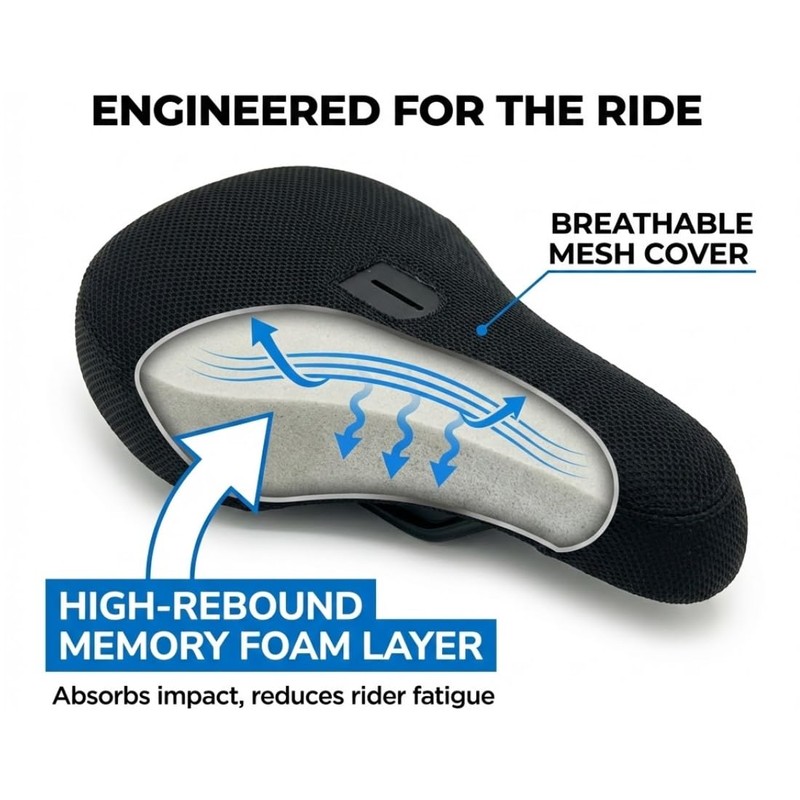 BMX Seat - Comfortable Padded Bike Saddle with Memory Foam