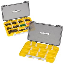 QualyQualy Fishing Tackle Box, Small Tackle Box Organizer with Removeable Diveders, 2 in 1 Small Fishing Tackle Box Organizer, Plastic Storage Box, Yellow, 2 Pack