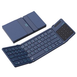 Nillkin Pocket Foldable Wireless Keyboard with Touchpad Number Pad for Travel Trip Meeting for Tablets Fold Phone Laptop PC, Full Size (Small) Magnetic Folding Keyboard (Blue)
