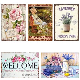 Tin Sign Retro American Sundries Interior Vintage Wall Hanging MSW2577 Garden B (5 Count)