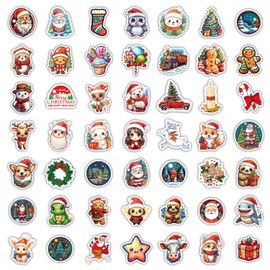 Christmas Stickers Pack of 100 for Christmas Decoration, Christmas Stickers Waterproof Decals for Gift Wrapping Envelope Skateboard Bicycle Luggage Laptop Suitcase