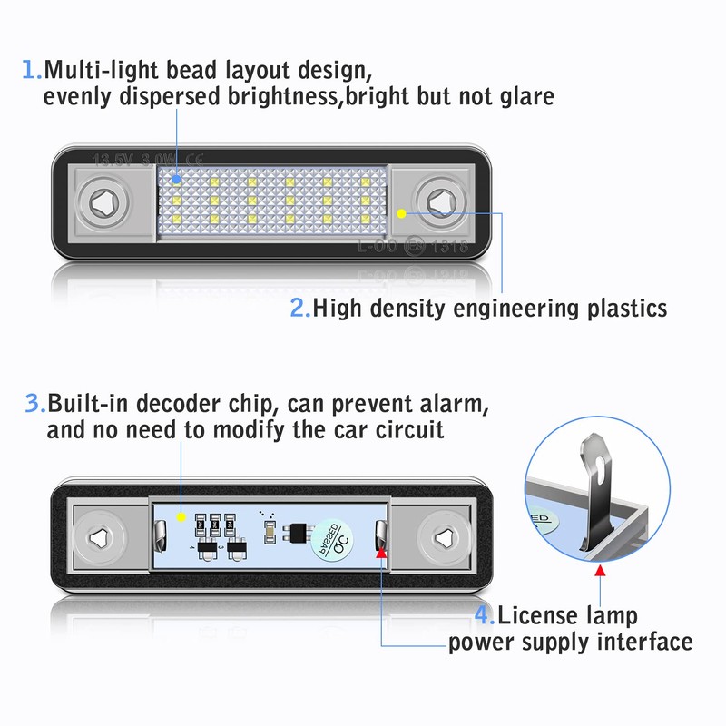 TECTICO 2 x SMD Ultra White LED Number Plate Light
