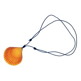 Miniblings Scallop Real Necklace Shell Clam Beach Sea Orange Boho Leather Chain