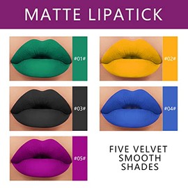 KYDA Set De 10 Labiales: 5 Mate Aterciopelados Y 5 Metálicos Brillantes. Brillo Labial De Larga Duración En Envase No Transferible. Kit De Regalo De C